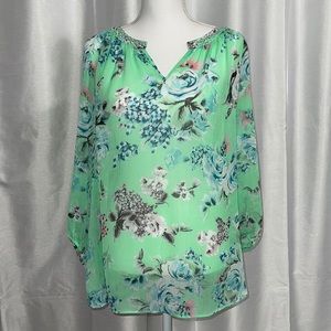 Charter Club Green Floral Blouse- 2X